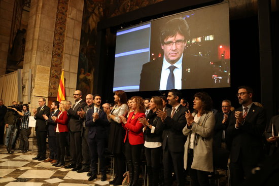 Catalan government members at headquarters in Barcelona inaugurate the Council for the Republic on October 30 2018 (by Alan Ruiz Terol)